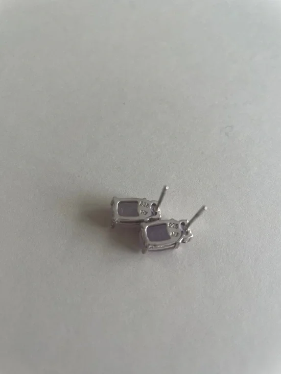 Vintage Sterling Silver Purple Quartz & Purple CZ Earrings - Picture 3 of 6